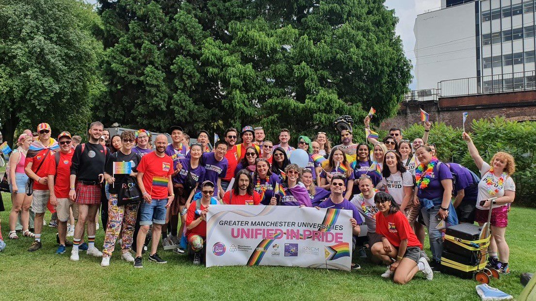 Photo of Greater Manchester Universities group at Pride.